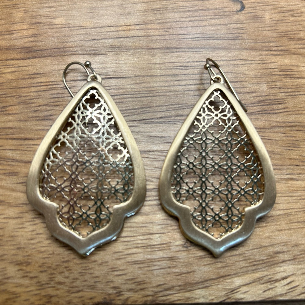 Gold Filigree Teardrop Earrings